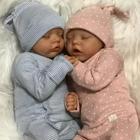 45cm Silicone Handmade Doll Lifelike Twins Babies Toys with Cotton Body Toddler Boy Girl Dolls