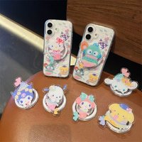 Kawaii Sanrio Cartoon Magnetic Mobile Phone Bracket For IPhone 17PM Strong Magnetic Grip Tok Foldable 360° Rotable Holder Stand
