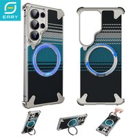 Eary Kevlar Case for Samsung Galaxy S26 Ultra With Stand Magnetic 360°Rotatable Frameless Metal Case for S26Ultra Phone Cover