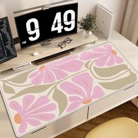 VIKAMA Morandi Pink Flower Large Desk Mat, Minimalist Ins Style Mouse Pad with Non-Slip Base, Student Office Keyboard Pad