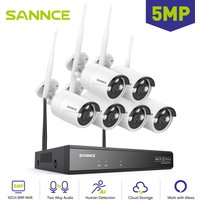 SANNCE 6PCS 5MP Wifi Camera IP Outdoor 10CH NVR Two-way Audio Wireless Audio Video Security Surveillance Kit Cameras