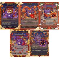 5Pcs PTCG Pokemon Cards Gengar Pixel Chinese New Year Game Flash Rainbow Cards Anime Cartoon Game Collection Pokemon Cards Gift
