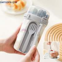 Hot! 600ML Salad Oatmeal Cup Breakfast Double Cup Cereal Nut Yogurt Container Set With Dressing Holder Fork Meal Preparation