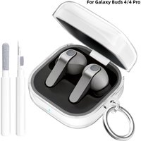 Clear Case for Samsung Galaxy Buds 4 Pro /Galaxy Buds 4 Protective Case for Samsung Galaxy Buds 4/4Pro with Keychain&Cleaner Kit
