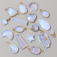Opalites Natural Stone Pendant Star Heart Waterdrop Shape Water Drop Charm fit for Women Jewelry Making Diy Necklace Accessory
