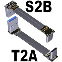 ADT-Link 13 Pin USB 3.1 Flat Extension Cable Type A Male to Type C Male Faster Bend Ribbon Cable Adapter for Chassis 10G/bps
