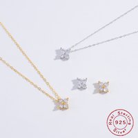 S925 Sterling Silver Zircon Four Leaf flower Pendant Necklace Clavicle Chain Fashion Jewelry for Women SD39