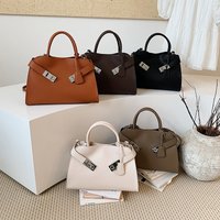 Trendy Lychee Pattern Handbag Crossbody Bag Commuter Single Shoulder Bag Backpack Popular Elements Sewing Line PU Material