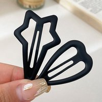Black One-letter Folder Star Heart Shape Bangs Clip Broken Hair Hairpin Small Clip Headwear Hair Accessory