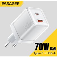 Essager 70W GaN Charger PD Charge USB Type C Charger Support PD QC PPS Portable Fast Charger For iPhone 15 14 13 Laptop Charger