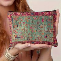 1 Piece of Fashionable Retro Bohemian Style Makeup Bag - Multifunctional Zipper Pouch for Women, Perfect Travel Zipper Storage Bag, Fun Birthday Gift
