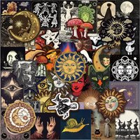 50Pcs Occult Celestial Creepy Stickers Cartoon Sun Moon Planet Decal DIY Notebook Suitcase Bottle Skateboard Sticker