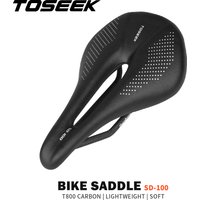 TOSEEK Full Carbon Saddle MTB/Road 143/155MM Bike Saddle Super Light Leather Carbon Cushions 135g Carbon Rails Bicycle Seat