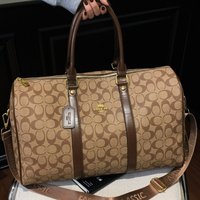 Weekend Getaway Large Duffle Travel Bag, Monogram Canvas Carry On Bag for Business Trip Gym Overnight