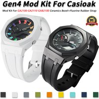 Gen4 For Casioak GA 2100 Mod Kit Ceramic Bezel+Rubber Strap for Casioak GA2110 GAB2100 Bracelet Band Case With Screws Corre