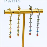 925 Silver Needle Colored Geometric Small Zircon Crystal Stud Earrings/tasseled Earrings Vintage Luxury Fashion Jewelry Gifts