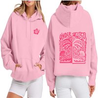 Women's printed palm tree hooded long sleeved round neck hooded sweatshirt with pocket street wear aesthetic hooded sweatshirt