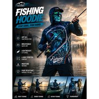 Men Hood Fishing Shirt Men Summer Outdoor Fishing Clothing Sunscreen Long Sleeve Fish Print Casual Shirts Anti-UV Fishing Shirts