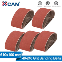 XCAN 5pcs 100x610mm Sanding Belts 40/60/80/100/120/150/240 Grit Sander Belts for Metal Grinding Polishing Abrasive Tools