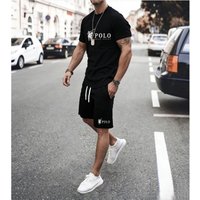 New men's sports outfit. Men's casual sportswear. Printed short-sleeved sports shirt set. Patterned set. Men's sports outfit.