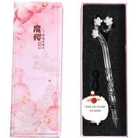 1 Set Magic Flower Glass Pen Student Gift Pen Crystal Dip Fountain Pen Set Stationery B