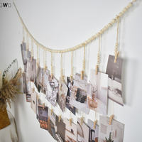 〔W〕Photo Display Wall Hanging Decor Boho Home Wooden Beads Macrame Tapestry For Room Decors Aesthetic Gift〔Winter1〕