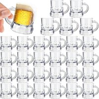 Mini Plastic Beer Mugs,1oz Clear Beer Glasses,Shot Glasses with Handles,Reusable Beer Stein Tasting Glasses Whiskey Juice Cups