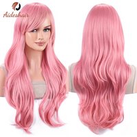 Aideshair synthetische Perücke, modische Perücken, 28 Zoll, 70 cm langes, gewelltes, lockiges Haar, hitzebeständige Perücke, Cosplay-Perücke für Frauen mit kostenloser Perückenkappe