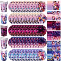 Cartoon Anime Birthday Party Decorations Paper Tableware Napkin Tablecloth Plates Cups Birthday Supplies Backdrop Note Bracelet image 4