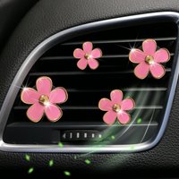 1Set Car Vent Clip - Alloy 5-Petal Flower Air Freshener Holder, Mini Chrysanthemum Aroma Diffuser for Car AC Outlet Decor