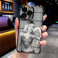 Plating Singer S-Sabrina C-Carpenter Phone Case For iPhone 16e 16 15 14 13 12 11 Pro Max X 7 8 Mini Plus Anti-Fall Airabag Cover