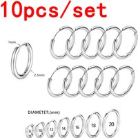 10pcs Mini Hoop Earrings Stainless Steel Earrings for Women Men Tiny Cartilage Earring Piercing Pendientes Gold Hoop Earrings