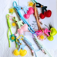 Sweet Colorful Leather Cherry Fashion Creative Korean-Style Windmill Keychain Pendant Bag Accessory for Women