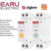 Tuya WiFi Zigbee Smart Circuit Breaker MCB 1P+N 63A Power Energy kWh Voltage Current Meter Protector Voice Remote Control Switch