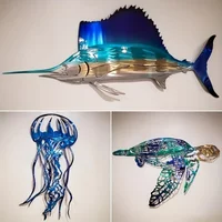 Metal Crafts Swordfish Jellyfish Turtle Home Decoration Art Wall Decoration Ornaments Popular Iron Art, Wall decoration, Artwork