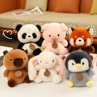 15CM Kawaii Cartoon Forest Animal Penguin Raccoon Stuffed Animal Plush Doll Children's Rabbit Panda Pig Handmade Toy Gift