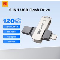 Original Kodak Type C Pendrive USB3.2 Metal USB Flash Drive 128GB 64GB 32GB HDD 2 in 1 U-disk for Keys Smartphone Laptop Desktop