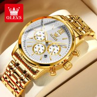 OLEVS montres pour hommes chronographe multifonctionnel montre-bracelet à Quartz originale étanche en acier inoxydable lumineux tendance de la mode