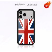 Wildflower Union Jack Phone Case for iPhone 16 12 13 14 15 17 Pro Max Plus 17 Air fashion Flag of London UK shockproof Cover