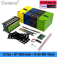 Turmera 12V Battery Storage Box with Indicator 3X7 18650 Battery Holder 40A Balance BMS Welding Nickel for Replace Lead-Acid Use
