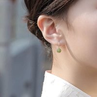 PANJBJ 925 Sterling Silver Hotan Jade Hoop Earring for Women Classic Grace Minimalism Versatile Office Jewelry Dropshipping