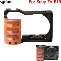 sgrium For Sony ZV-E10 Cage camera With Wooden Handle Rabbit cage support bracket led microphone Extension Video Cage