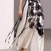 High Waist Runway Hollow Out Skirts Women Y2K Streetwear Tassel Lace Skirt See Through Irregular Side Slit Lace Girdle Belt