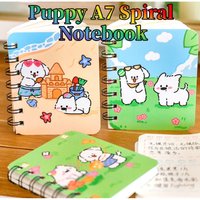 Stationery A7 Puppy Spiral Notebook, Portable Pocket Size Cartoon Notepad for Students, School Reward Gift Cat