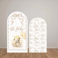 Mehofond Arch Backdrop Retro Gentle Style Teddy Bear Horse Car Cloud Kids Shower Birthday Decor Studio Photography Background