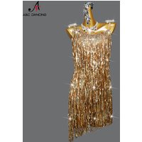Robe de danse latine à franges pour femmes, Costume court de fête de compétition, vêtements d'entraînement à paillettes, Costume de scène de spectacle pour filles Sexy