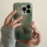 Luxury Blurred Moss Green Glacial Pattern Phone Case For iPhone 17 16 15 14 13 12 11 Pro Max 17Air 16E XS XR X 7 8 15 Plus Cover