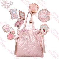 Flower Knows Bunny Garden All-in-One Makeup Set:New Pink Shoulder Bag Cushion Eyeshadow Palette, Lip Gloss, Blush, Cosmetic Kit