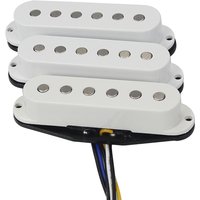FLEOR 3PCS Flat Top Single Coil Pickups Vintage Alnico 5 ST Electric Guitar Pickups 50/50/52mm Set White