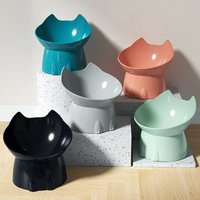 1pc Elevated Cat Bowl, Tilted Raised Pet Feeding Dish with Neck Protection, Anti-Tip Plastic Cat Food Bowl